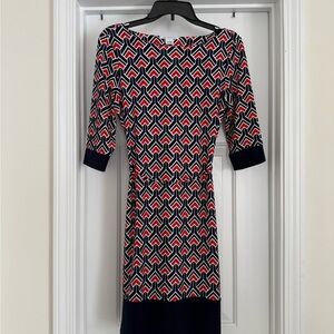 Liz Claiborne Geometric Pattern Dress 3/4 Cuffed Sleeves